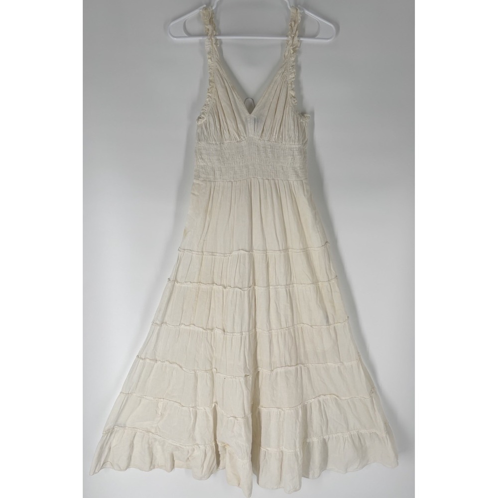 Lapogee Boho Tiered Empire Waist Sleeveless Maxi Dress XS Festival Peasant Soft